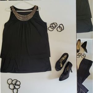 Black dress/top bracelets and shoes